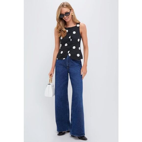 CIAO LUCIA Amira Black & White Polka Dot Print Sleeveless Blouse Size S NWOT - Picture 1 of 7